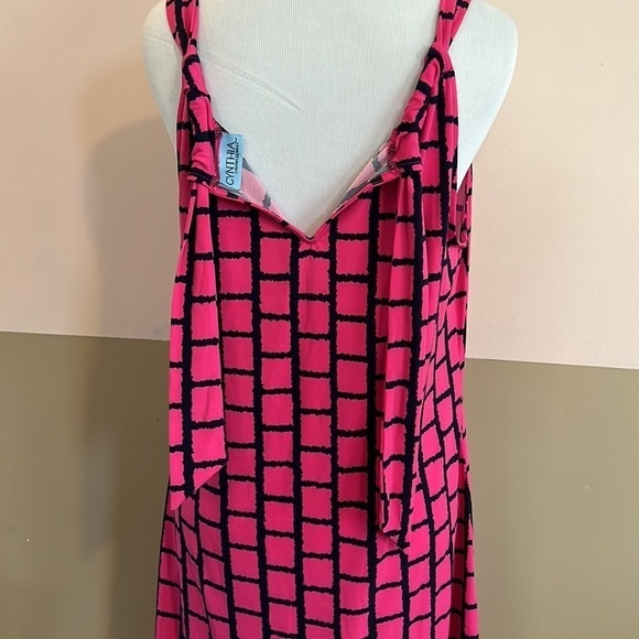 Cynthia Rowley Pink and Navy Blue Square Pattern Halter Top Jersey Dress Size S - Picture 5 of 7